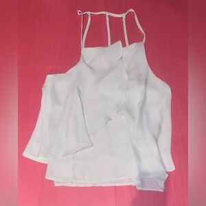 Liberty Love women’s tank top- Open backed, off white layered tank top- Medium